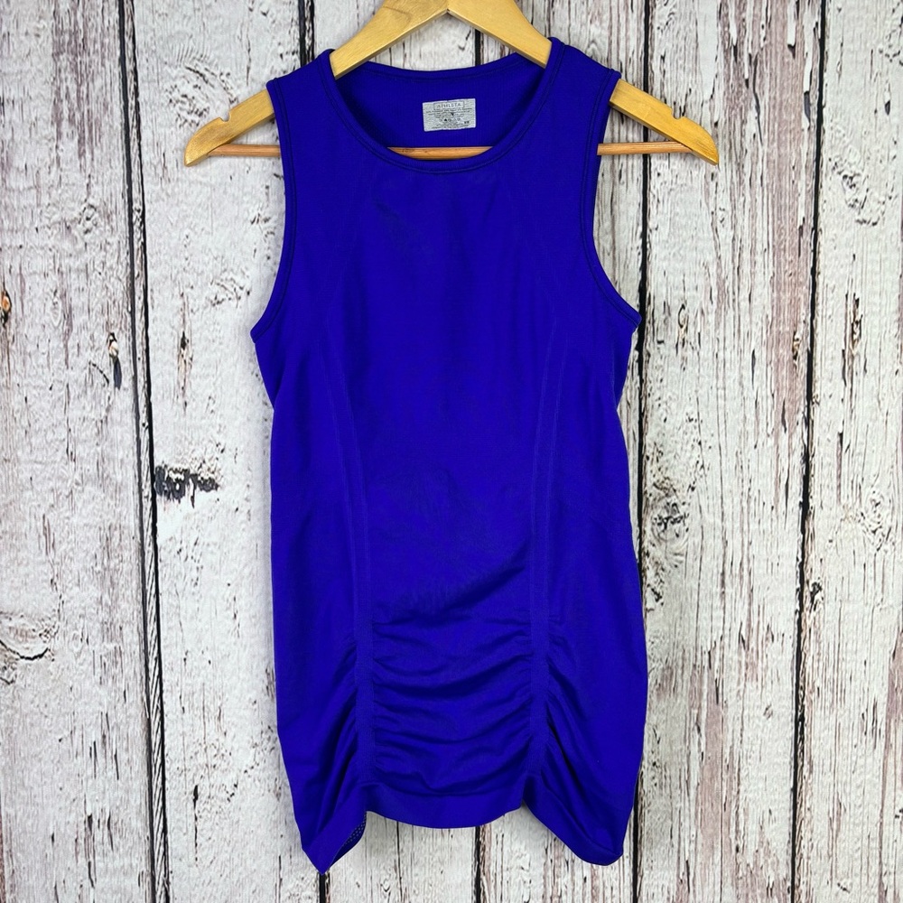 ATHLETA Fastest Track Tank Dark Purple Size XS Seamless Fitted Stretch Hem Grips